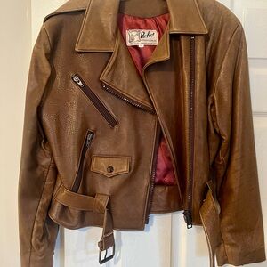 Brown Leather Moto Jacket